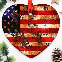 American Flag Usa Symbol National Heart Ornament (two Sides) by Celenk