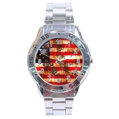 American Flag Usa Symbol National Stainless Steel Analogue Watch by Celenk