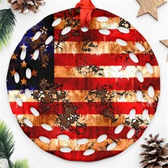 American Flag Usa Symbol National Round Filigree Ornament (two Sides) by Celenk