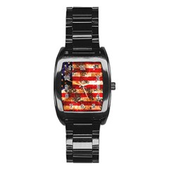 American Flag Usa Symbol National Stainless Steel Barrel Watch by Celenk