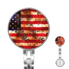 American Flag Usa Symbol National Stainless Steel Nurses Watch by Celenk