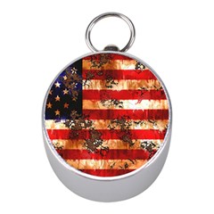 American Flag Usa Symbol National Mini Silver Compasses