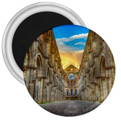 Abbey Ruin Architecture Medieval 3  Magnets by Celenk