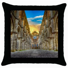 Abbey Ruin Architecture Medieval Throw Pillow Case (black) by Celenk