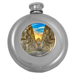 Abbey Ruin Architecture Medieval Round Hip Flask (5 Oz) by Celenk