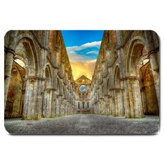 Abbey Ruin Architecture Medieval Large Doormat  by Celenk