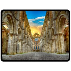 Abbey Ruin Architecture Medieval Fleece Blanket (large)  by Celenk