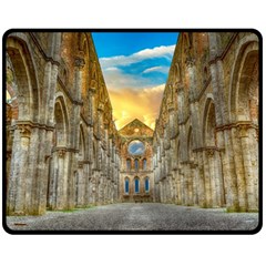 Abbey Ruin Architecture Medieval Fleece Blanket (medium)  by Celenk