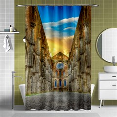 Abbey Ruin Architecture Medieval Shower Curtain 48  X 72  (small)  by Celenk