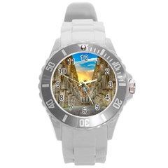 Abbey Ruin Architecture Medieval Round Plastic Sport Watch (l) by Celenk