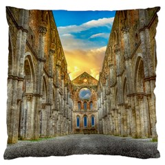 Abbey Ruin Architecture Medieval Large Cushion Case (one Side) by Celenk