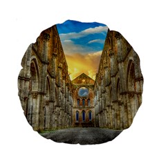 Abbey Ruin Architecture Medieval Standard 15  Premium Round Cushions by Celenk