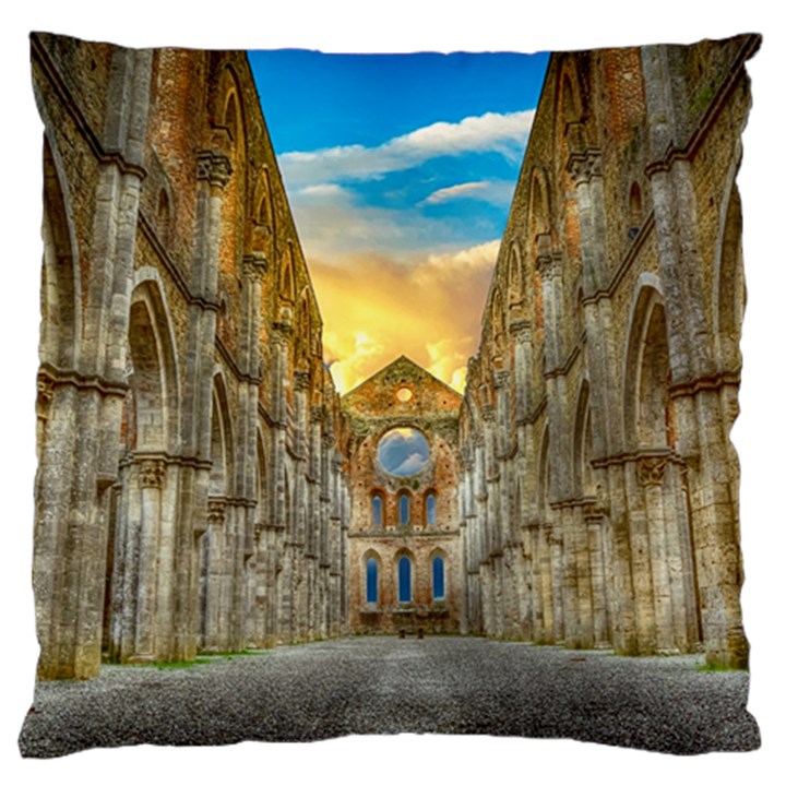 Abbey Ruin Architecture Medieval Large Flano Cushion Case (One Side)