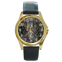 Destruction War Conflict Death Round Gold Metal Watch by Celenk