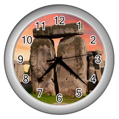 Stonehenge Ancient England Wall Clocks (silver)  by Celenk