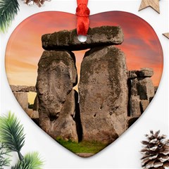 Stonehenge Ancient England Heart Ornament (two Sides) by Celenk