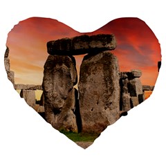 Stonehenge Ancient England Large 19  Premium Flano Heart Shape Cushions by Celenk