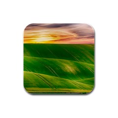 Hills Countryside Sky Rural Rubber Square Coaster (4 Pack)  by Celenk