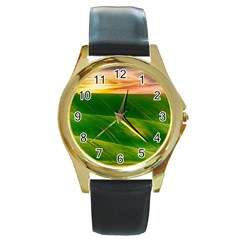 Hills Countryside Sky Rural Round Gold Metal Watch by Celenk