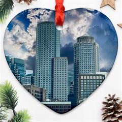 Tower Blocks Skyscraper City Modern Heart Ornament (two Sides) by Celenk