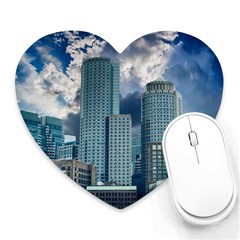 Tower Blocks Skyscraper City Modern Heart Mousepads by Celenk