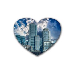 Tower Blocks Skyscraper City Modern Heart Coaster (4 Pack)  by Celenk