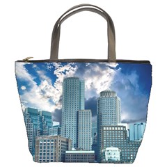 Tower Blocks Skyscraper City Modern Bucket Bags by Celenk