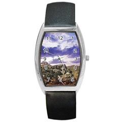 Mountain Snow Landscape Winter Barrel Style Metal Watch by Celenk