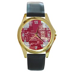 London England City Round Gold Metal Watch by Celenk