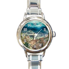 Canyon Mountain Landscape Nature Round Italian Charm Watch by Celenk