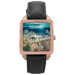 Canyon Mountain Landscape Nature Rose Gold Leather Watch  by Celenk