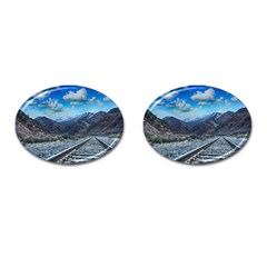 Nature Landscape Mountains Slope Cufflinks (oval) by Celenk