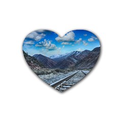 Nature Landscape Mountains Slope Heart Coaster (4 Pack)  by Celenk