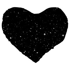 Black Background Texture Stars Large 19  Premium Flano Heart Shape Cushions