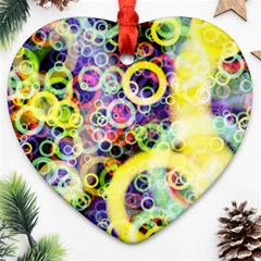 Background Texture Rings Heart Ornament (two Sides) by Celenk