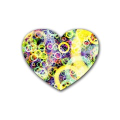 Background Texture Rings Rubber Coaster (heart)  by Celenk