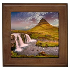 Nature Mountains Cliff Waterfall Framed Tiles