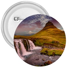 Nature Mountains Cliff Waterfall 3  Buttons by Celenk