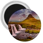 Nature Mountains Cliff Waterfall 3  Magnets Front