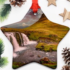 Nature Mountains Cliff Waterfall Ornament (Star)