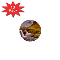 Nature Mountains Cliff Waterfall 1  Mini Buttons (10 pack) 