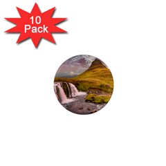 Nature Mountains Cliff Waterfall 1  Mini Magnet (10 pack) 