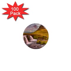 Nature Mountains Cliff Waterfall 1  Mini Magnets (100 pack) 