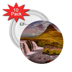 Nature Mountains Cliff Waterfall 2.25  Buttons (10 pack) 