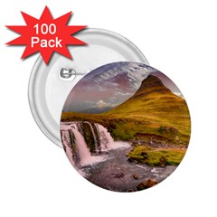 Nature Mountains Cliff Waterfall 2.25  Buttons (100 pack) 