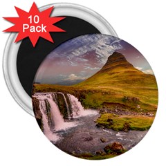 Nature Mountains Cliff Waterfall 3  Magnets (10 pack) 