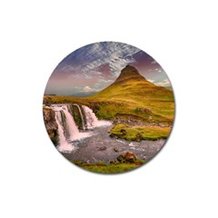 Nature Mountains Cliff Waterfall Magnet 3  (Round)