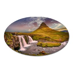 Nature Mountains Cliff Waterfall Oval Magnet