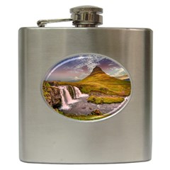 Nature Mountains Cliff Waterfall Hip Flask (6 Oz) by Celenk