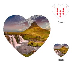 Nature Mountains Cliff Waterfall Playing Cards (Heart) 